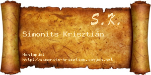 Simonits Krisztián névjegykártya
